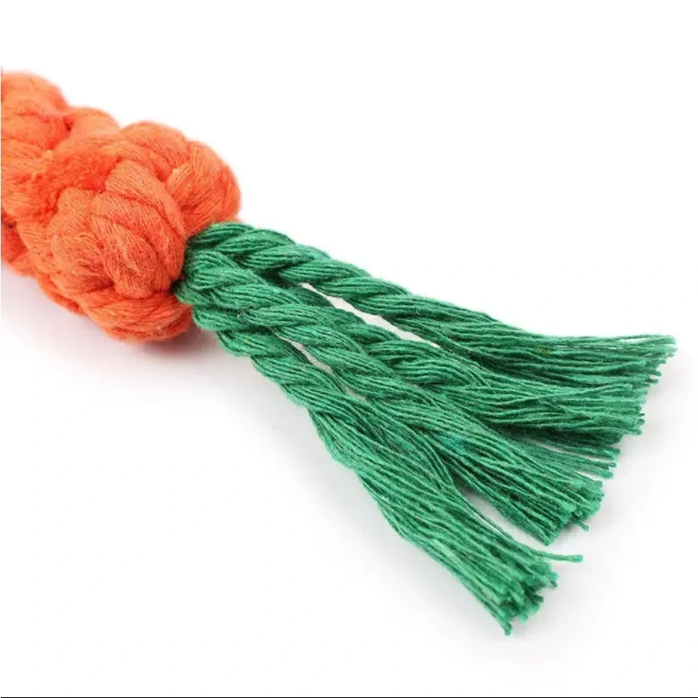 3 Pc Carrot Design Pet Chew Durable Dog Braided Knot Rope Toy